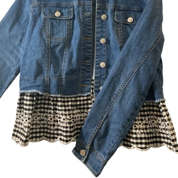 BACCINI Jean Jacket black (Bottom Border-white gingham ruffle) - Picture 3 of 5